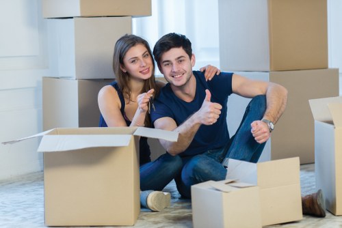 Secure loading practices inside a removal van