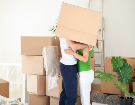 Packed moving van ready for transport across Removalvan