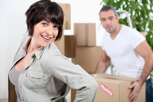 Removal van loading business furniture and equipment